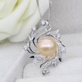 Fashion Designs Plating Silver Pearl Cage Pendant Necklace